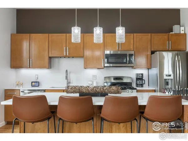 a view of kitchen with dining area