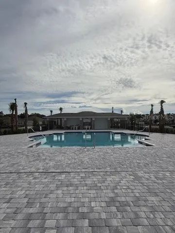 a view of a terrace with a garden