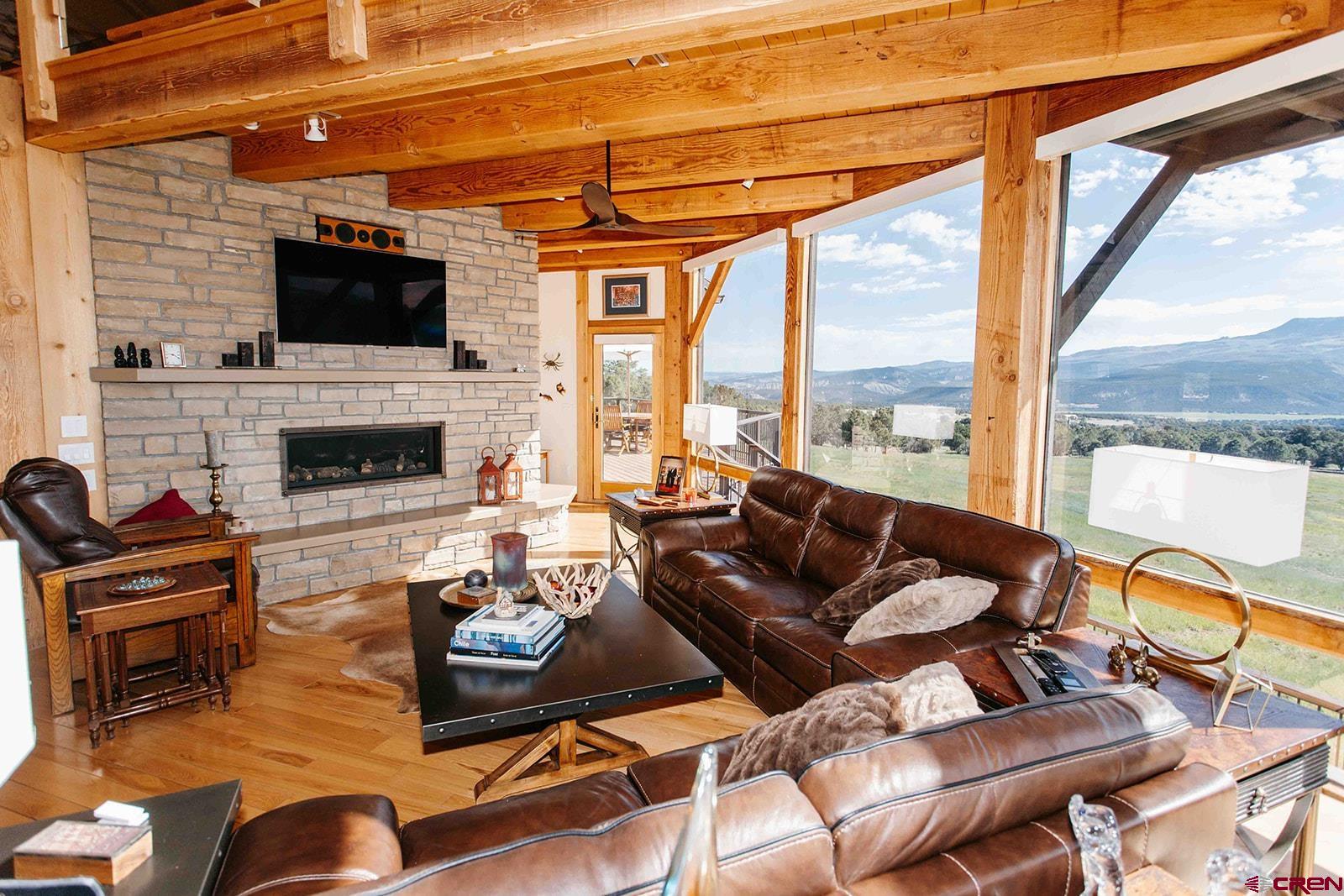 2118 Silverhorn Trail Ridgway, CO 81432 - Photo 4 of 35 a living room with furniture a flat screen tv and a fireplace