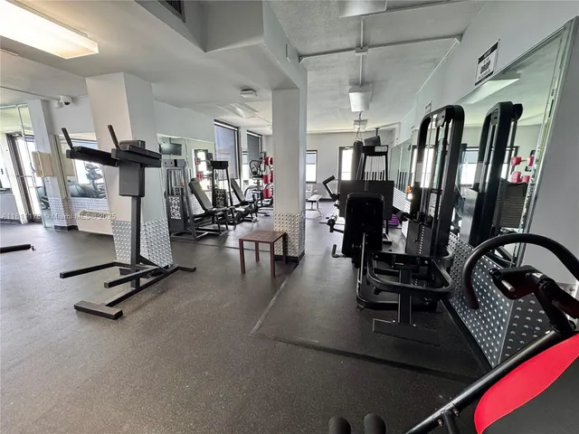 a view of a room with gym equipment