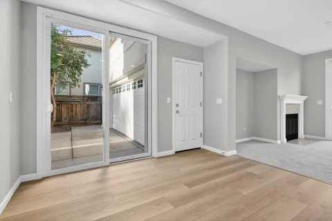 a bathroom with a double vanity sink a mirror and shower