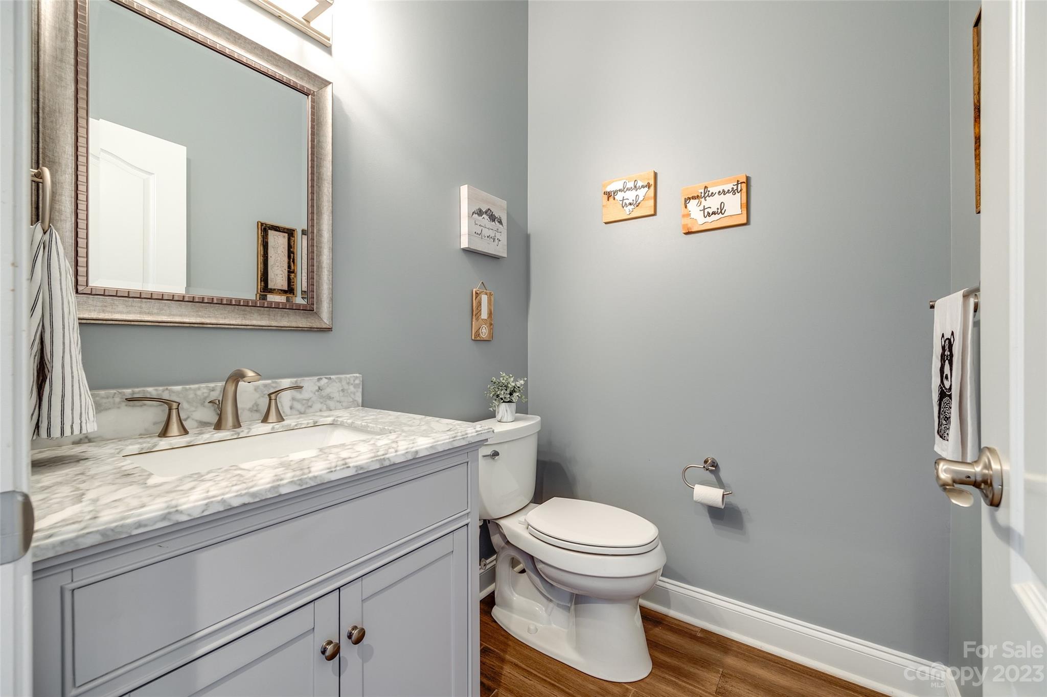 675 Quicksilver Trail Fort Mill, SC 29708 - Photo 10 of 48 a bathroom with a granite countertop toilet sink and mirror
