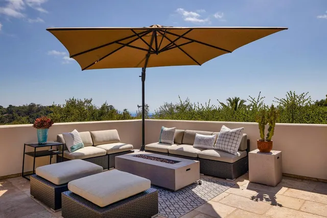 a terrace view with seating space