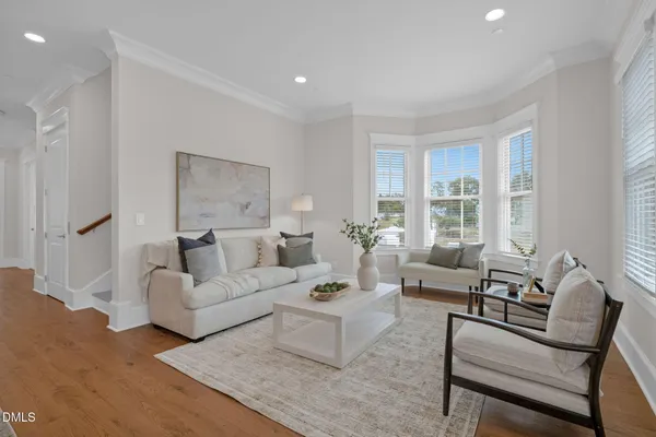 a living room with furniture flowerpot and a window