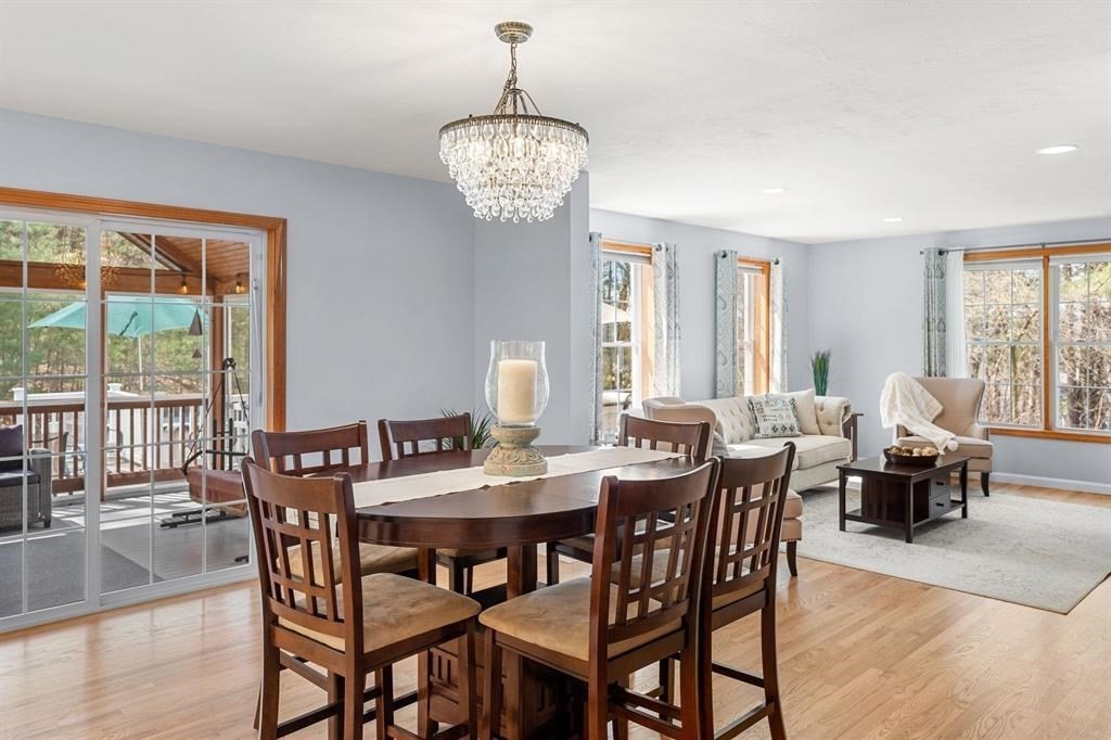 15 Lamb Road Nashua, NH 03062 - Photo 9 of 40 a view of a dining room with furniture wooden floor and a chandelier