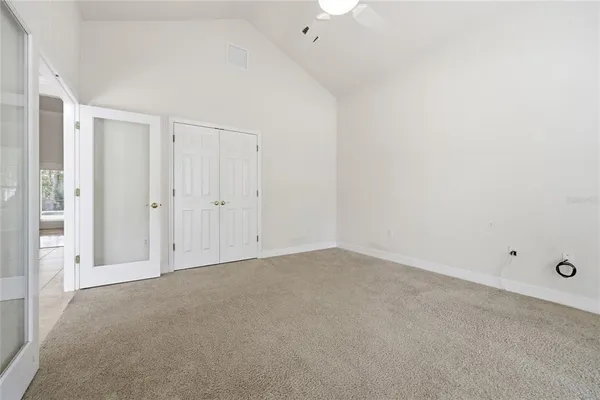 a bath tub sitting next to a window