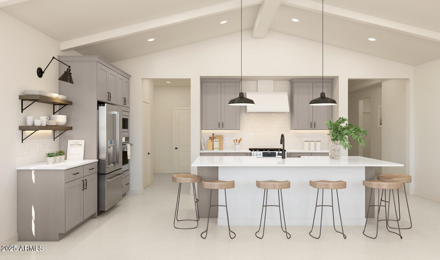 8027 West Royal Palm Road Peoria, AZ 85345 - Photo 2 of 33 a kitchen with kitchen island cabinets and a refrigerator