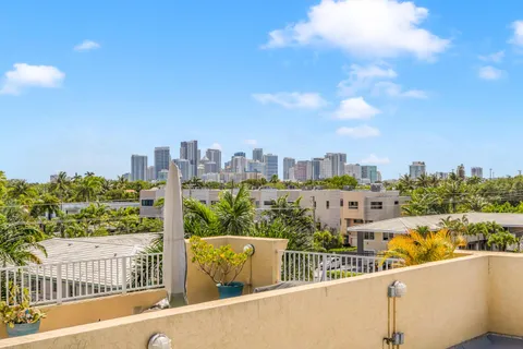 a view of a city from a balcony