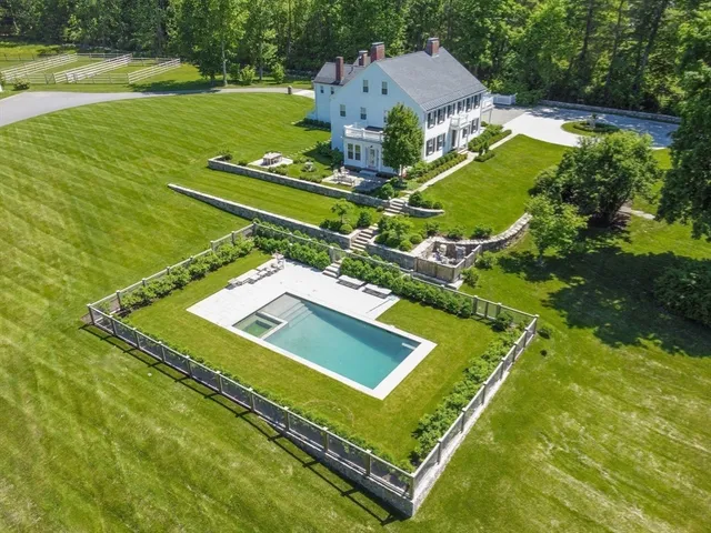 an aerial view of a house