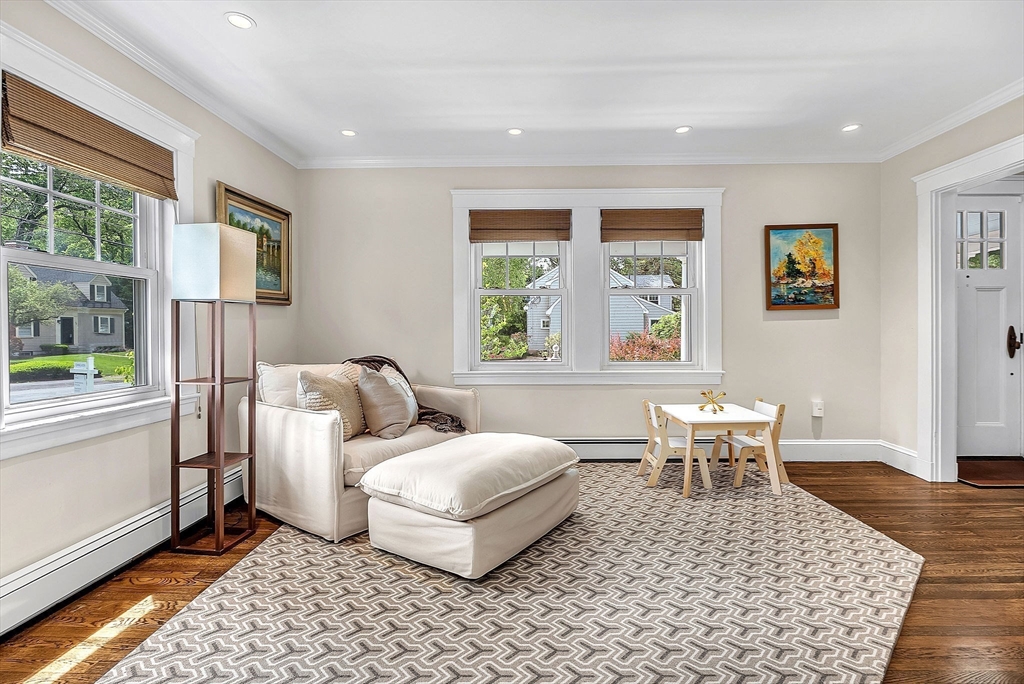3 Thorpe Road Needham, MA 02494 - Photo 6 of 36 a living room with furniture a rug and a window