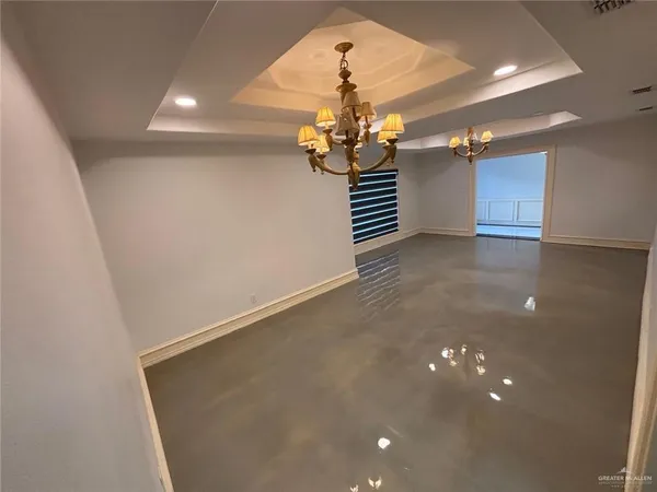 a view of a livingroom with a chandelier