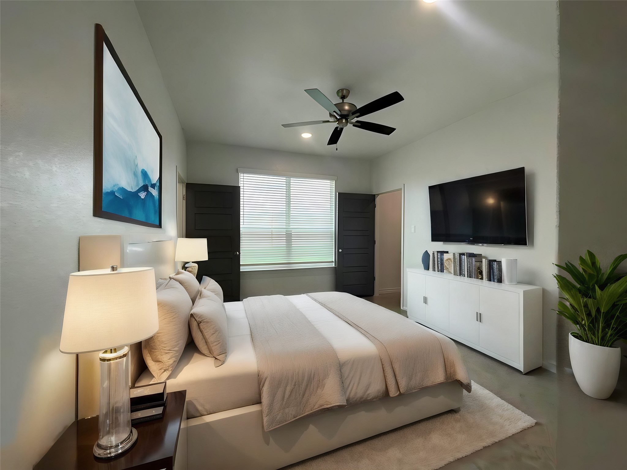 224 Riptide, Unit B Temple, TX 76501 - Photo 23 of 34 a bedroom with a bed tv on table and a flat screen tv