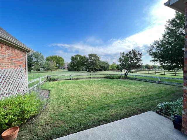 a view of a park with large trees