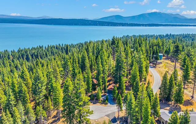 a view of lake and mountain