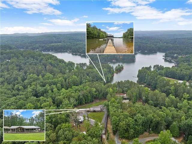 an aerial view of a house with ocean view