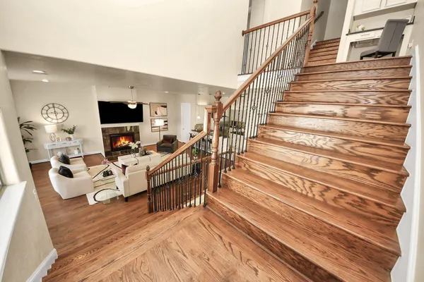 a living room with furniture