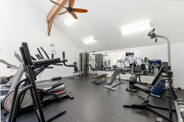1041 West Grindelwald Court, Unit R5 Midway, UT 84049 - Photo 40 of 44 Swiss Oaks clubhouse gym with cardio equipment, weight machines, and open workout space