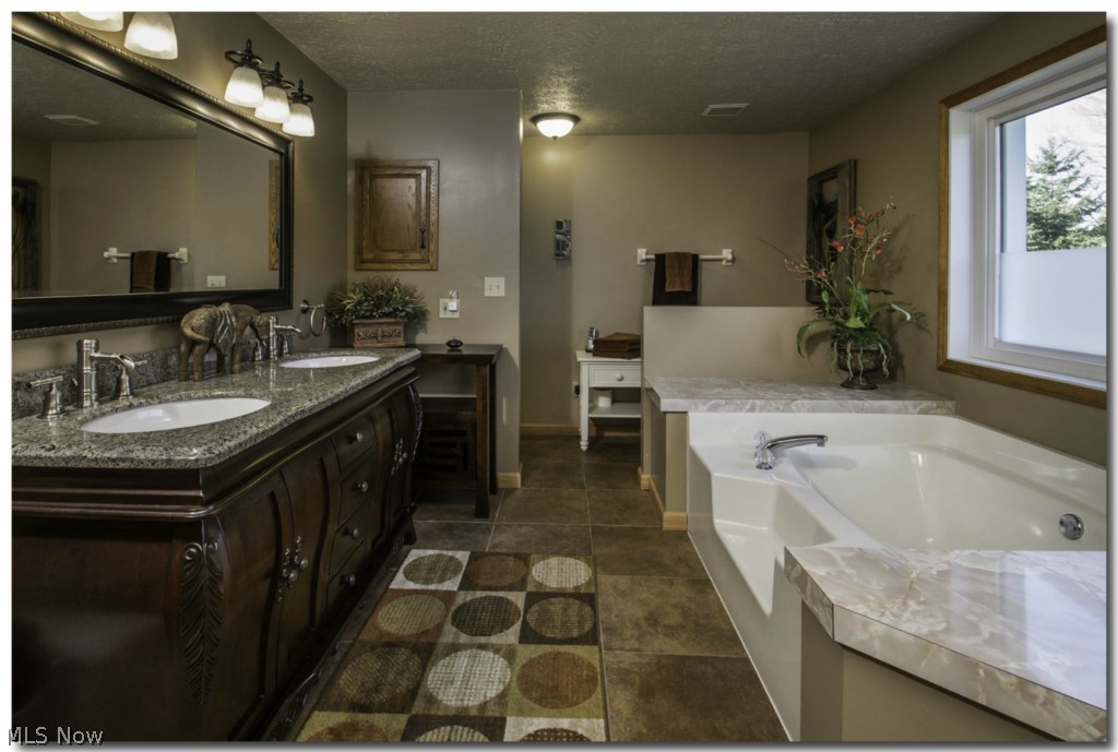 5750 Beach Road Medina, OH 44256 - Photo 15 of 25 Remodeled Master Bath with Granite Counter and Double Bowls.