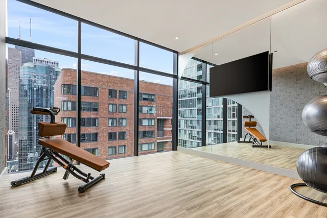 a view of a room with gym equipment