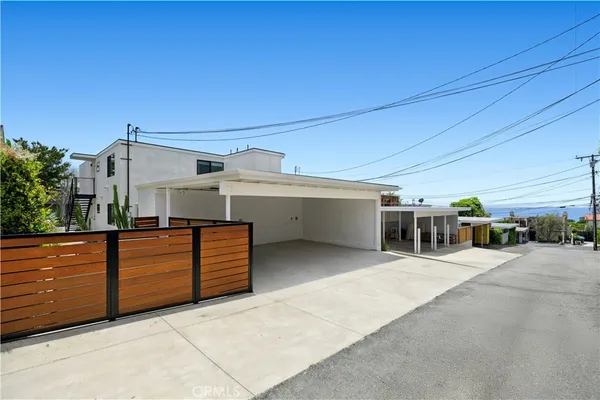 a view of a garage with furniture