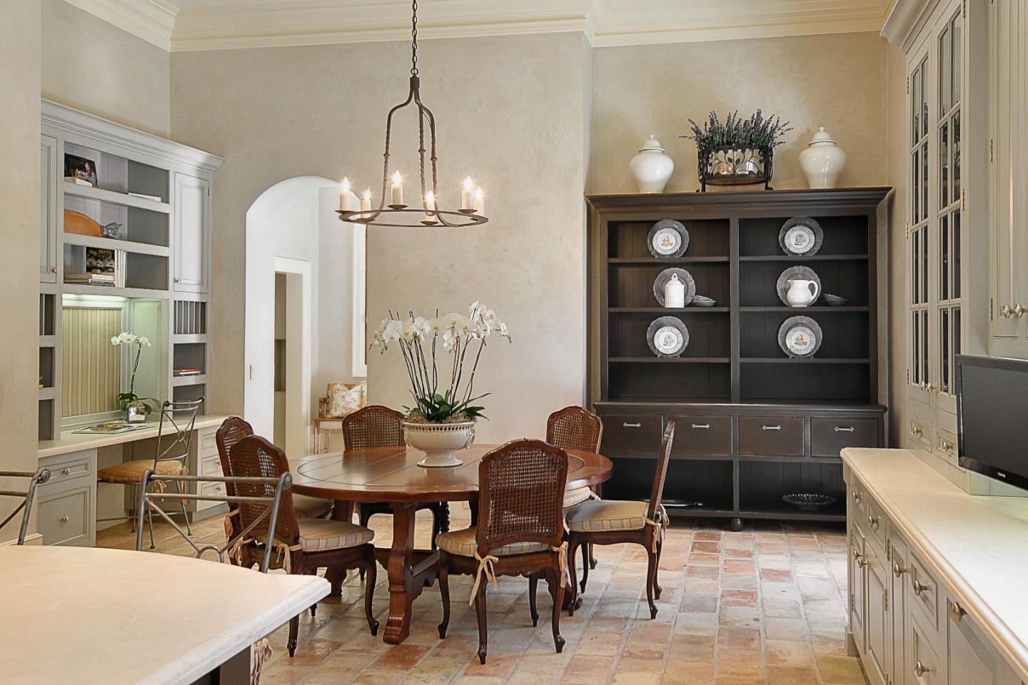 1 Faxon Road Atherton, CA 94027 - Photo 12 of 19 a view of a dining room with furniture and chandelier