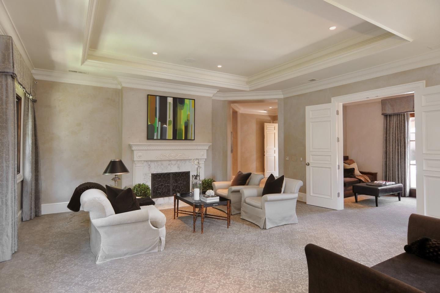 1 Faxon Road Atherton, CA 94027 - Photo 15 of 19 a living room with furniture and fireplace