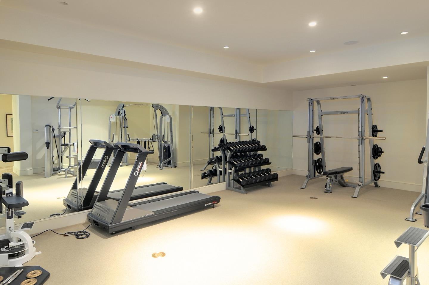 1 Faxon Road Atherton, CA 94027 - Photo 17 of 19 a view of a room with gym equipment
