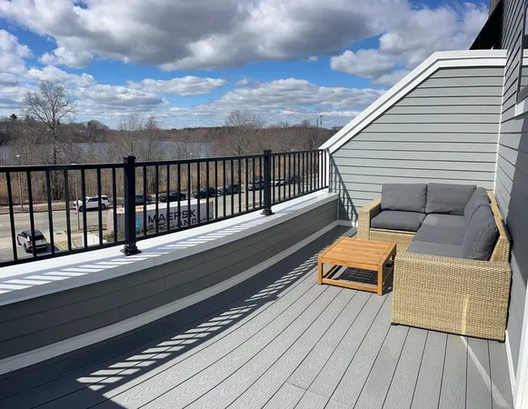 a view of a terrace with seating space
