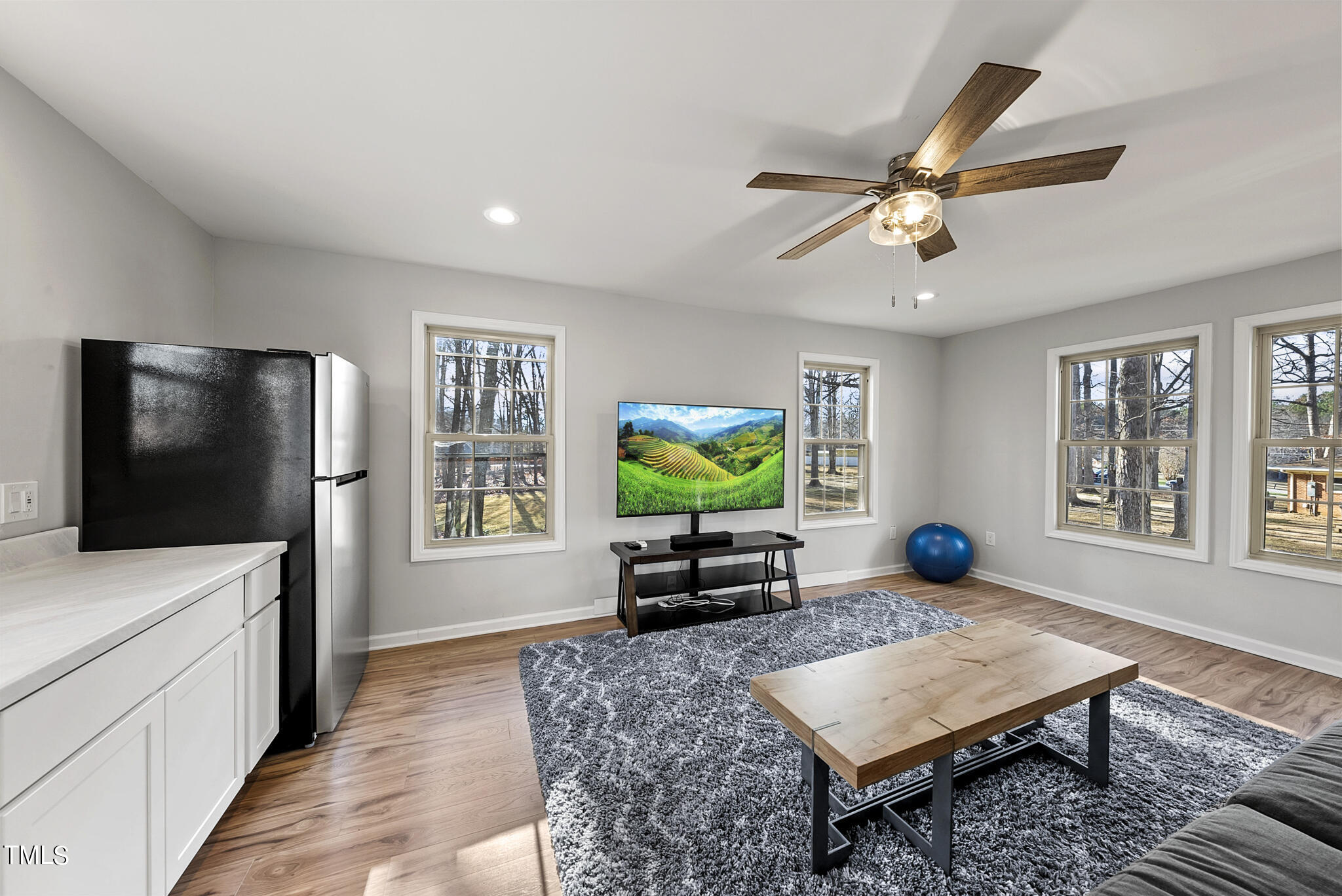 410 Goodwin Road Durham, NC 27712 - Photo 29 of 31 a living room with furniture and a flat screen tv