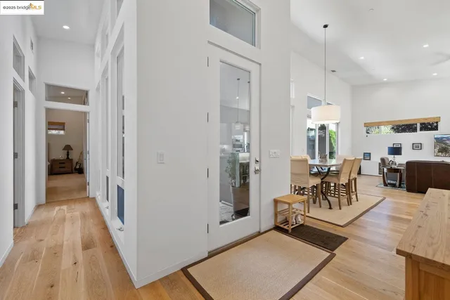 a view of a living room and dining room
