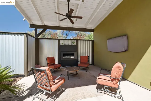 a outdoor living space with furniture