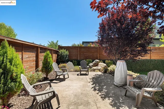 a view of backyard with sitting area