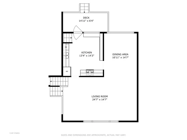 a picture of a bench in a white building