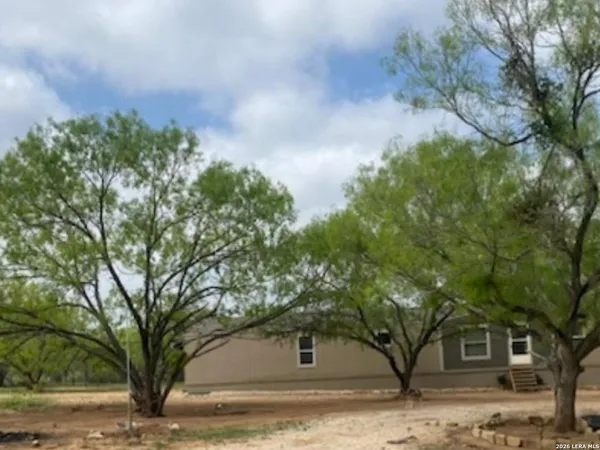 a view of a yard with a tree