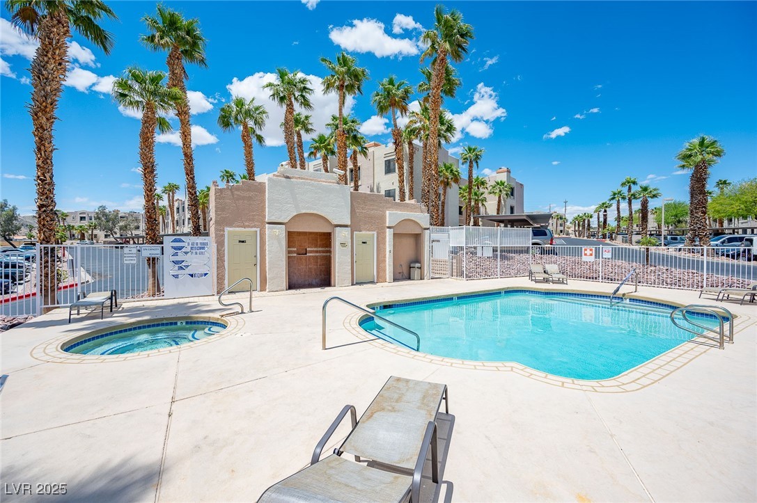 2028 Mesquite Lane, Unit 302 Laughlin, NV 89029 - Photo 45 of 60 Community pool featuring a hot tub and a patio