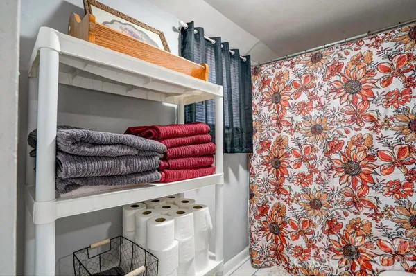 a view of front door with couch