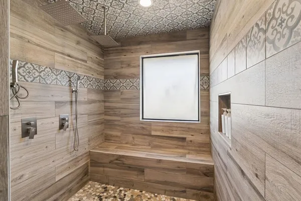 a bathroom with a shower