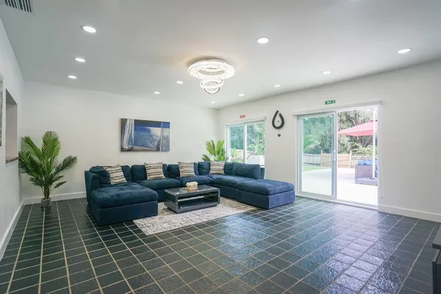 a living room with furniture