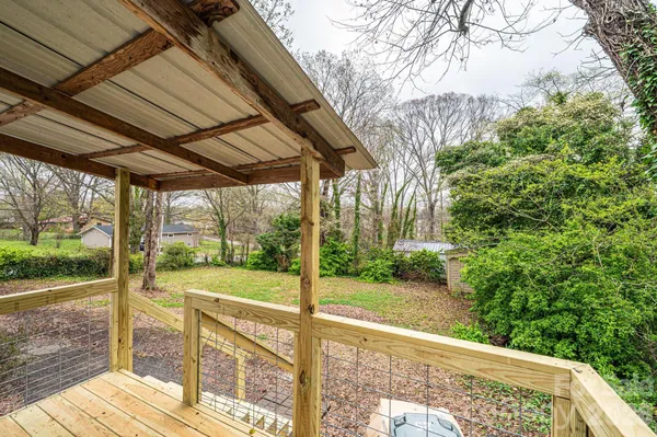 a view of a porch with a backyard