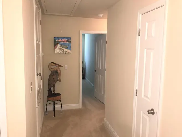 a bathroom with a shower and a glass door
