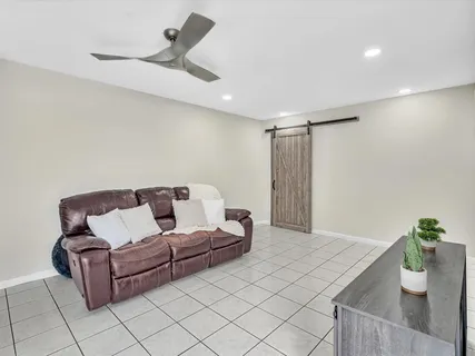 a living room with furniture