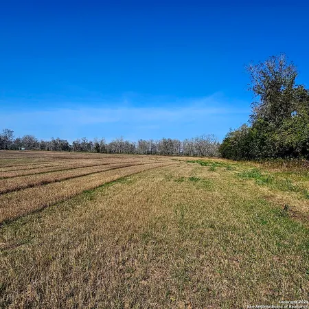 a view of a field with an ocean view