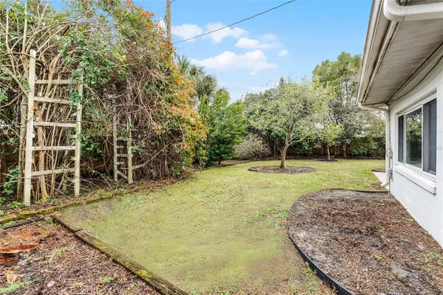 a swimming pool with an outdoor space