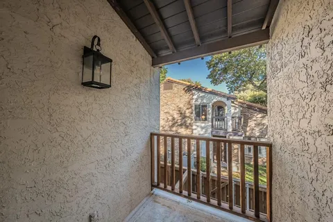 a view of a backyard with a large tree