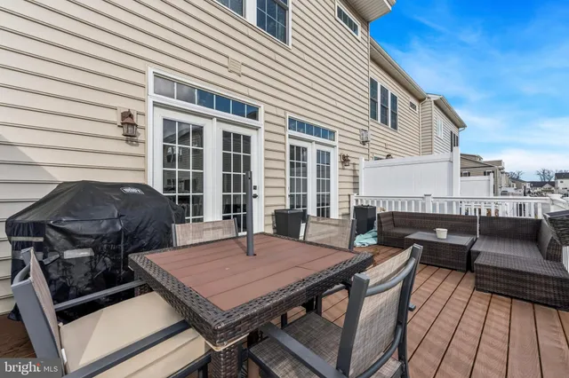 a view of a patio on the deck