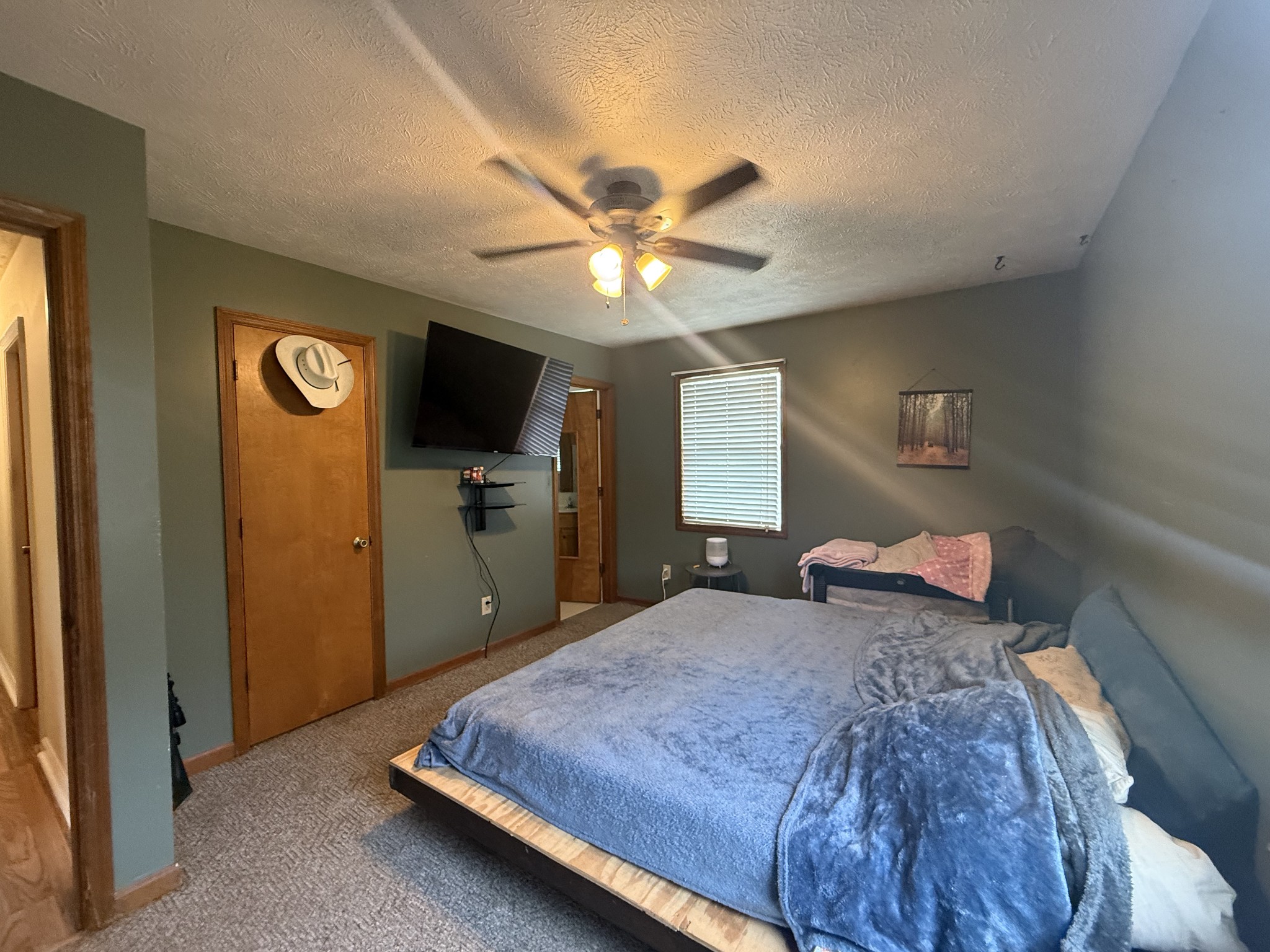 150 Deerwood Road Hohenwald, TN 38462 - Photo 33 of 56 a bedroom with a bed and a flat tv screen on dresser