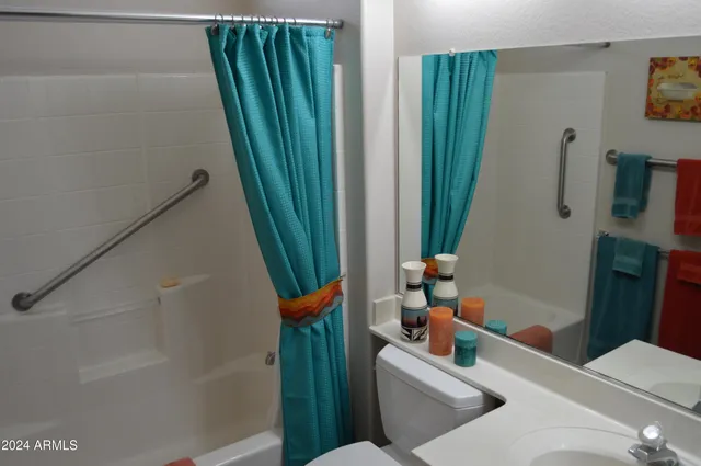 a bathroom with a sink a toilet and a shower