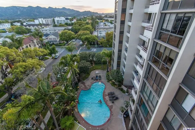 a aerial view of a residential apartment building in a city