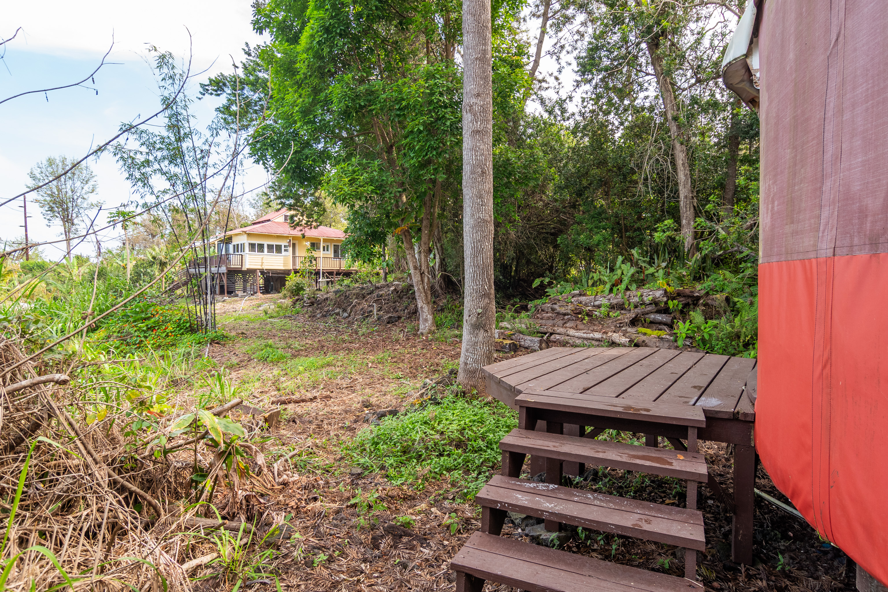 89-1426 Hawaii Belt Road Captain Cook, HI 96704 - Photo 26 of 30 a view of a wooden bench sitting in the forest