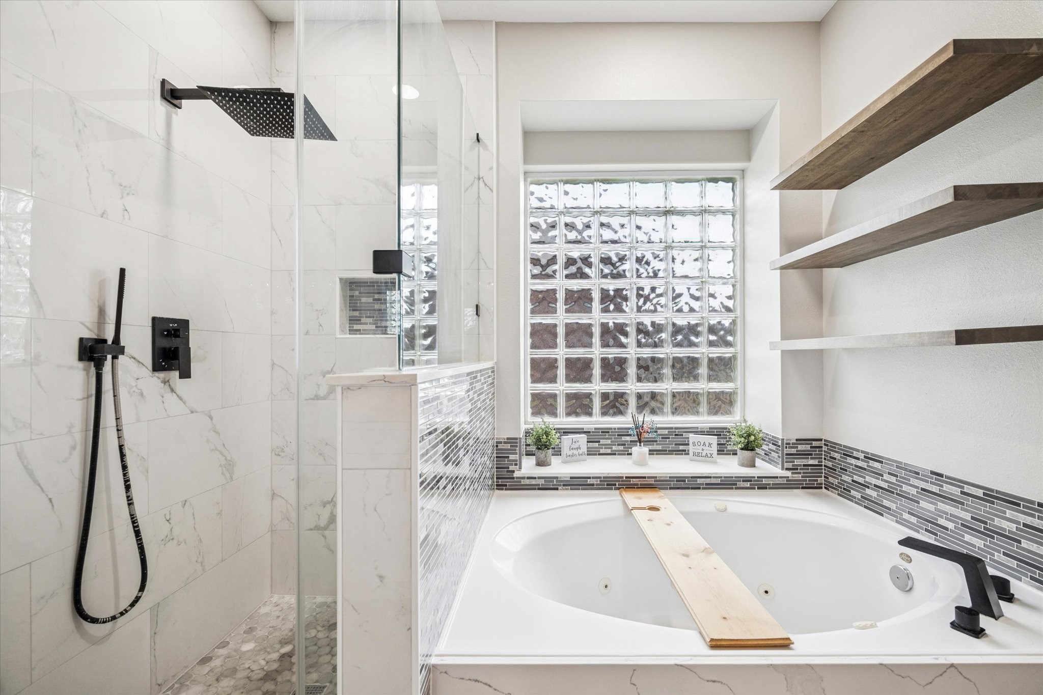 7243 Emerald Run Lane Spring, TX 77379 - Photo 21 of 35 a bathroom with a granite countertop sink and a shower
